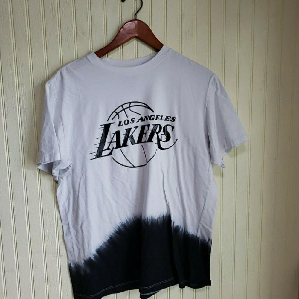 Los Angeles Lakers Shirt Mens XL White Black NBA Basketball Tie Dye FISLL Casual